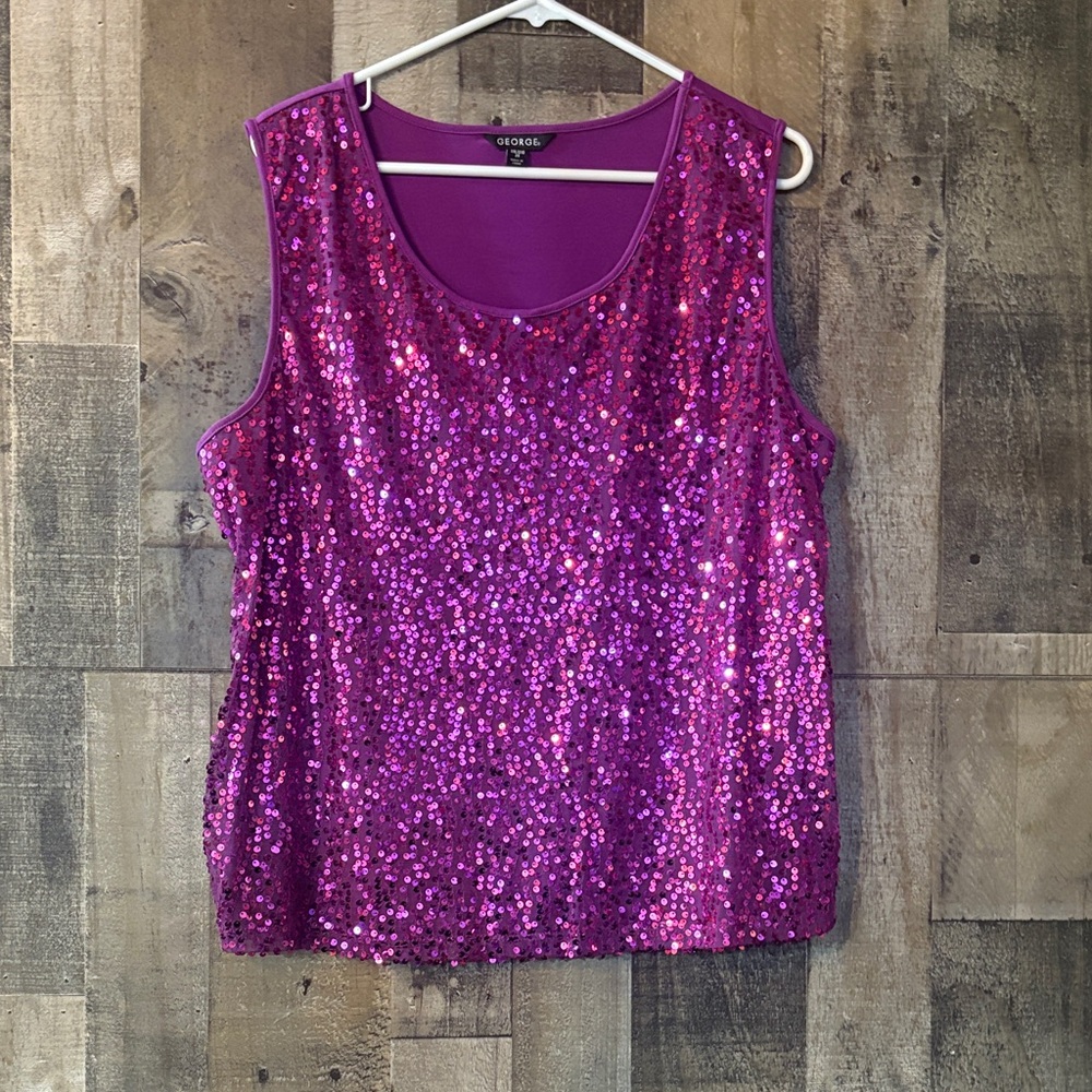 George Fuchsia Sequin Tank Top